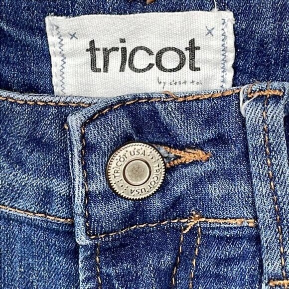 Tricot by C’est Toi Flare Fringe Raw Hem Jeans Distressed Crop Festival Sz 25 - Picture 3 of 10